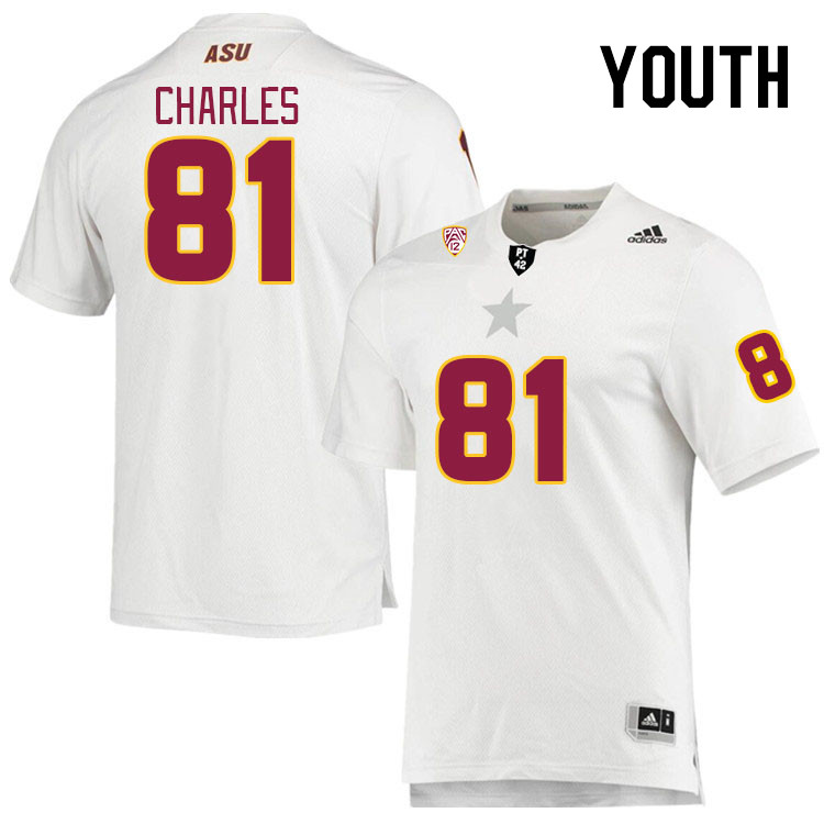 Youth #81 Shawn Charles Arizona State Sun Devils College Football Jerseys Stitched Sale-White